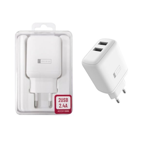 Cargador ROCA TO GO 12W / 2.4A 2x USB A Sin Cable