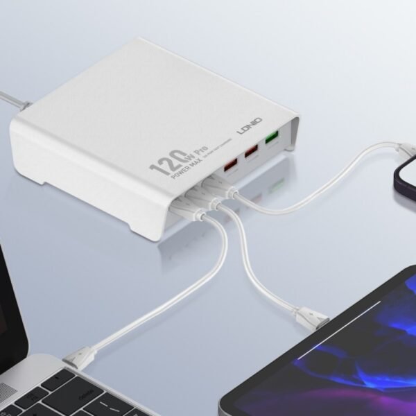 Cargador de Escritorio LDNIO Q605 120W 3 USB A + 3 USB C LDNIO