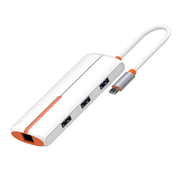 HUB 6 en 1 Tipo C USB C + USB 2.0 + 3 USB 3.0 + RJ45 Ethernet Blanco LDNIO