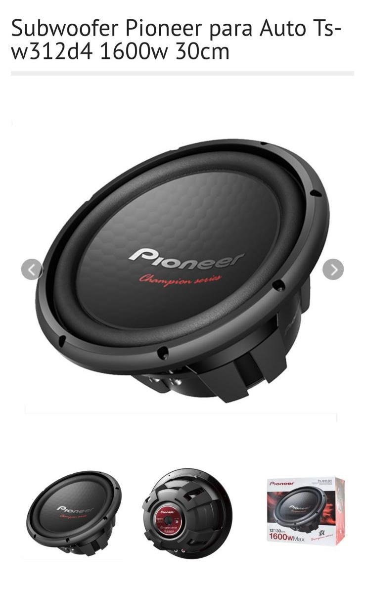 Subwoofer Pioneer para Auto Ts-w312d4 1600w 30cm