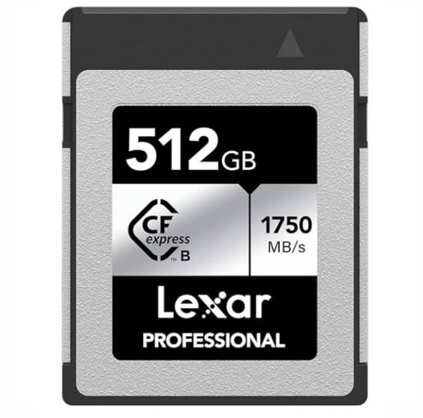 Memoria CFexpress Lexar Pro 512GB Tipo B Silver Series Velocidad de lectura de hasta 1750 MB/s.
