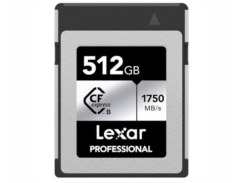 Memoria CFexpress Lexar Pro 512GB Tipo B Silver Series Velocidad de lectura de hasta 1750 MB/s.