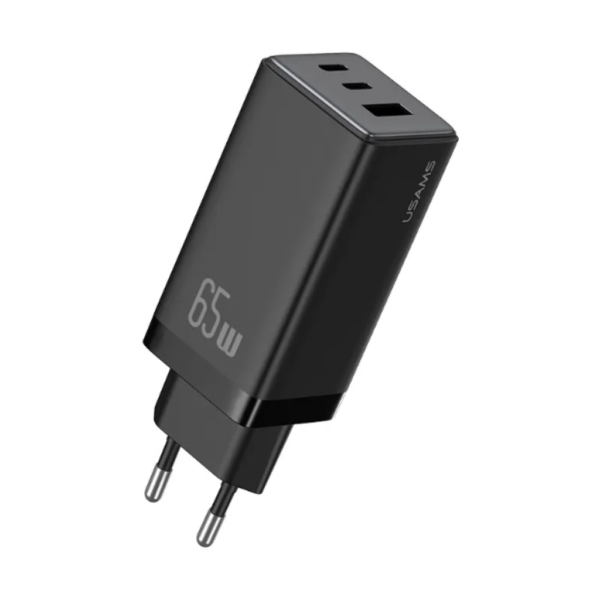 Cargador Pared 65W 3 puertos GaN Carga Rápida Negro CC180 USAMS