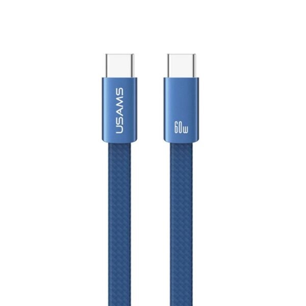 Cable de Datos Plano USB C a USB C 60W 1.2m Azul USAMS