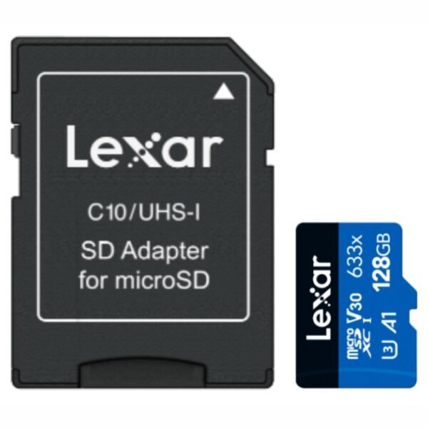 Memoria microSDXC Lexar 128GB 633x UHS-I Blue Series Velocidad de lectura de hasta 100 MB/s