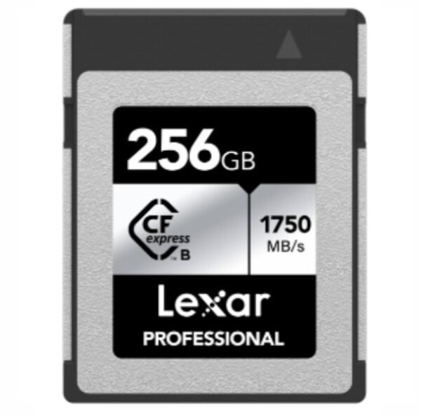 Memoria CFexpress Lexar Pro 256GB Tipo B Silver Series Velocidad de lectura de hasta 1750 MB/s.