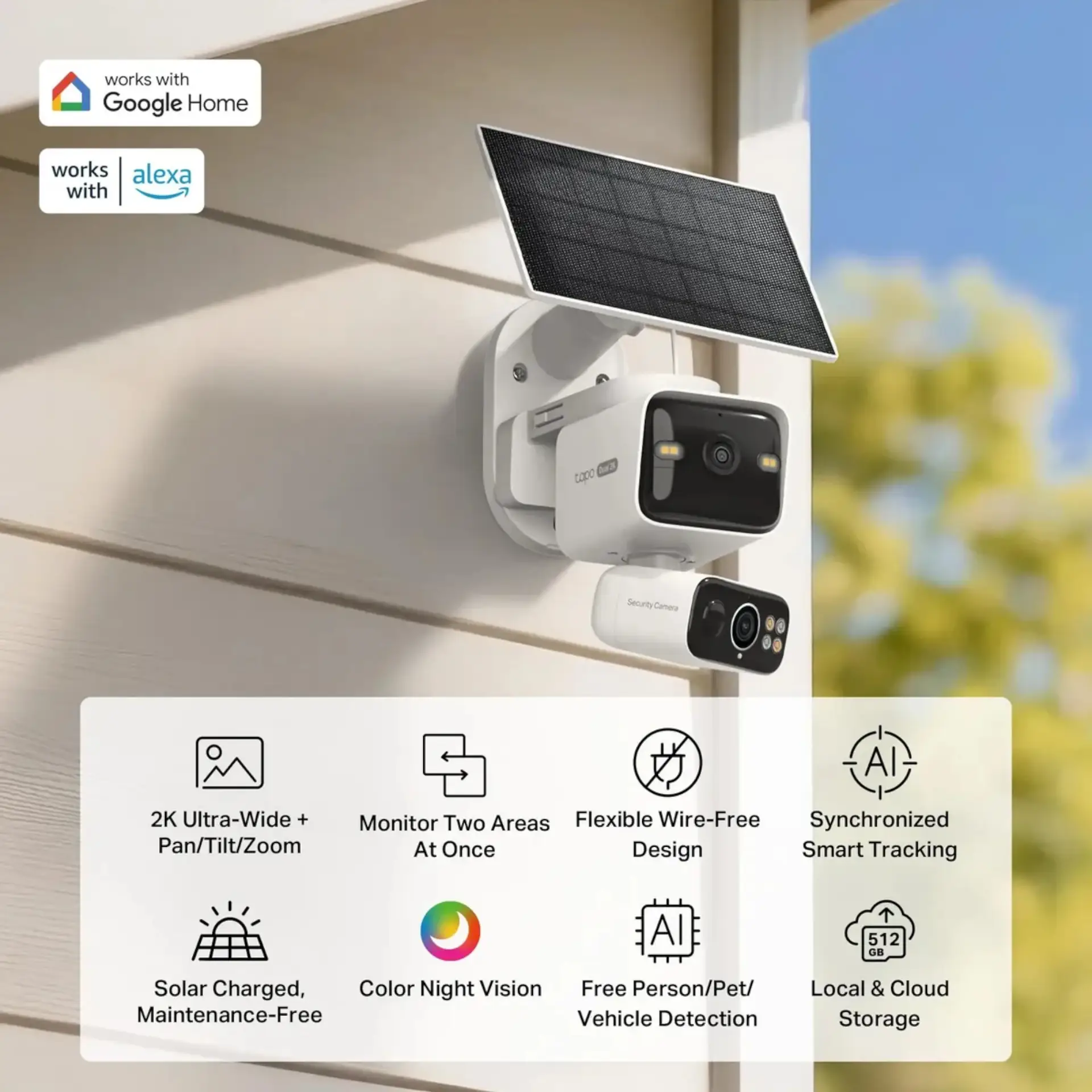 Cámara De Seguridad Tp-Link Tapo C645 Dual Kit Exterior Con Panel Solar 2K 360° - Imagen 4