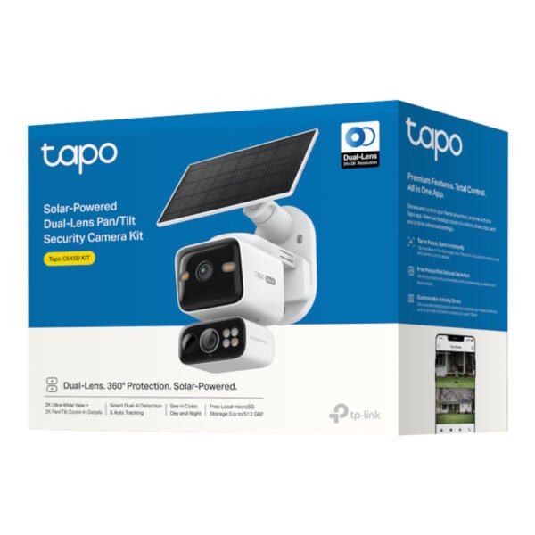 Cámara De Seguridad Tp-Link Tapo C645 Dual Kit Exterior Con Panel Solar 2K 360°