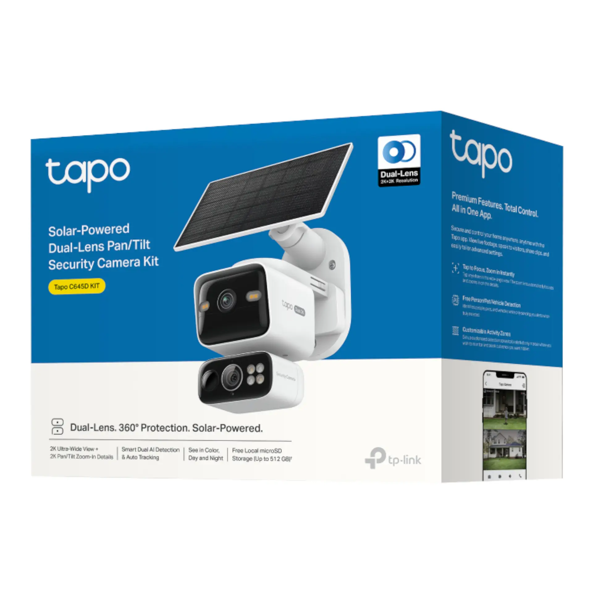 Cámara De Seguridad Tp-Link Tapo C645 Dual Kit Exterior Con Panel Solar 2K 360°